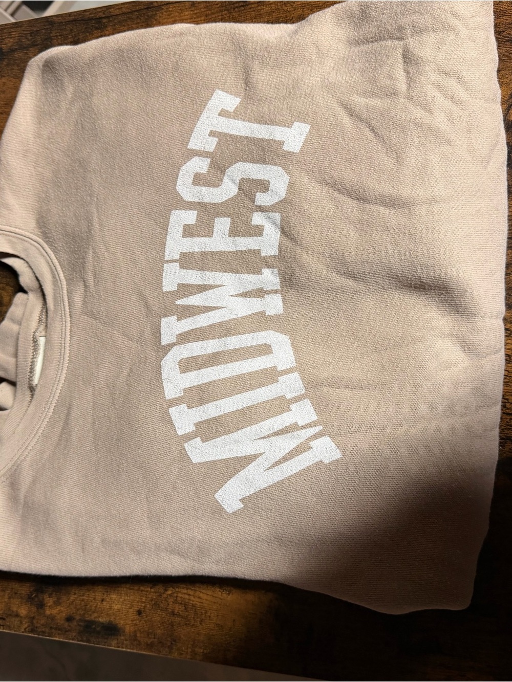 Cozy Crewneck Sweatshirt in Light Beige with White Logo